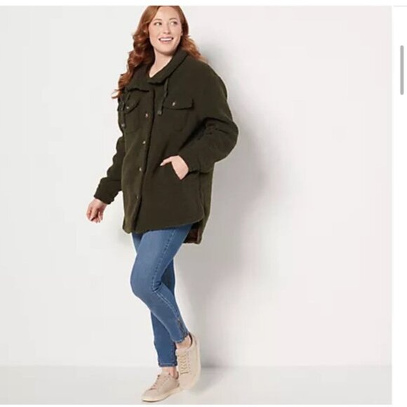 UGG Kookaburra NEW Oversized Sherpa Fleece Jacket Shacket Brown Warm SoftCozy XL - Picture 4 of 16